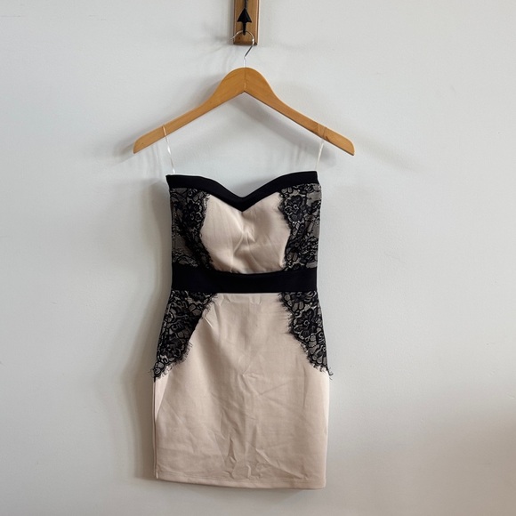 Ardene Strapless Black and Cream Dress - Picture 1 of 7